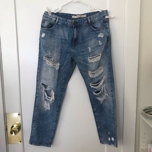 Zara distressed denim jeans pants